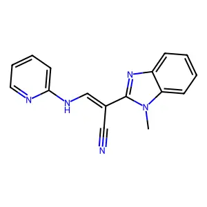 (E)-2-(1-methyl-1H-benzo[d]imidazol-2-yl)-3-(pyridin-2-ylamino)acrylonitrile structure