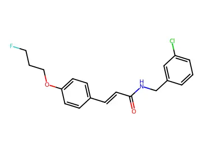 N-[(3-chlorophenyl)methyl]-3-[4-(3-fluoropropoxy)phenyl]prop-2-enamide structure
