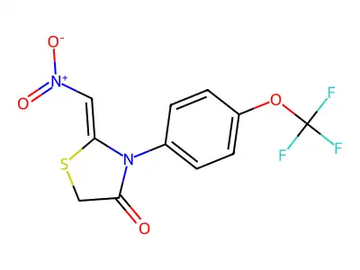 2-(Nitromethylidene)-3-[4-(trifluoromethoxy)phenyl]-1,3-thiazolidin-4-one structure
