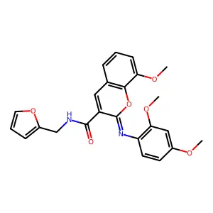 (2Z)-2-[(2,4-dimethoxyphenyl)imino]-N-(furan-2-ylmethyl)-8-methoxy-2H-chromene-3-carboxamide structure