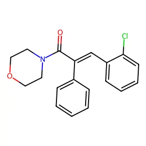 (E)-3-(2-chlorophenyl)-1-morpholin-4-yl-2-phenylprop-2-en-1-one structure