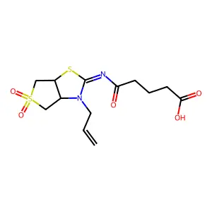 5-{[(2Z)-5,5-dioxido-3-(prop-2-en-1-yl)tetrahydrothieno[3,4-d][1,3]thiazol-2(3H)-ylidene]amino}-5-oxopentanoic acid structure