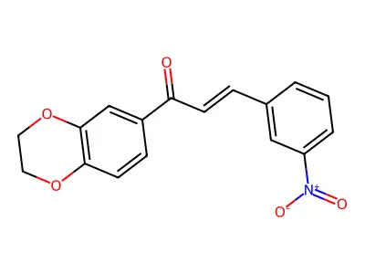 (E)-1-(2,3-dihydro-1,4-benzodioxin-6-yl)-3-(3-nitrophenyl)prop-2-en-1-one structure