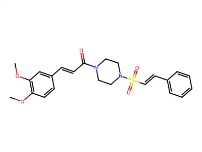 3-(3,4-dimethoxyphenyl)-1-[4-(2-phenylethenesulfonyl)piperazin-1-yl]prop-2-en-1-one structure