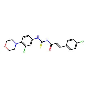 (2E)-N-{[3-chloro-4-(morpholin-4-yl)phenyl]carbamothioyl}-3-(4-chlorophenyl)prop-2-enamide structure