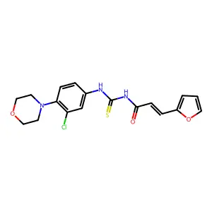 (E)-N-[(3-chloro-4-morpholin-4-ylphenyl)carbamothioyl]-3-(furan-2-yl)prop-2-enamide structure