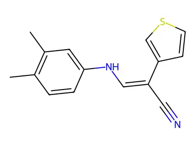 (Z)-3-(3,4-dimethylanilino)-2-thiophen-3-ylprop-2-enenitrile structure