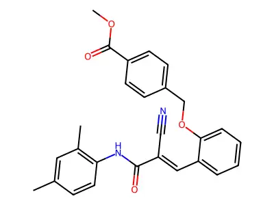 methyl 4-[(2-{2-cyano-2-[(2,4-dimethylphenyl)carbamoyl]eth-1-en-1-yl}phenoxy)methyl]benzoate structure