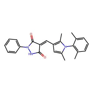 (4E)-4-[[1-(2,6-dimethylphenyl)-2,5-dimethylpyrrol-3-yl]methylidene]-1-phenylpyrazolidine-3,5-dione structure