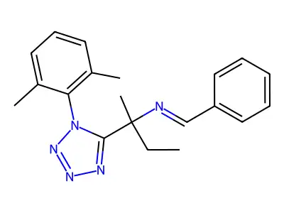 N-[2-[1-(2,6-dimethylphenyl)tetrazol-5-yl]butan-2-yl]-1-phenylmethanimine structure