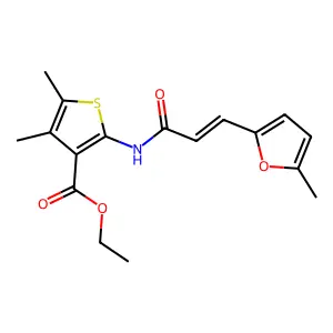 ethyl 4,5-dimethyl-2-{[3-(5-methyl-2-furyl)acryloyl]amino}-3-thiophenecarboxylate structure