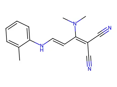 2-[1-(Dimethylamino)-3-(2-methylanilino)prop-2-enylidene]propanedinitrile structure