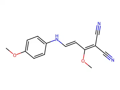 2-{1-Methoxy-3-[(4-methoxyphenyl)amino]prop-2-en-1-ylidene}propanedinitrile structure