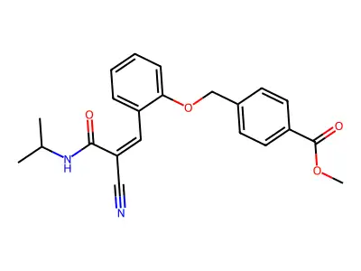 methyl 4-[(2-{2-cyano-2-[(propan-2-yl)carbamoyl]eth-1-en-1-yl}phenoxy)methyl]benzoate structure
