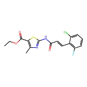 ethyl 2-[[(E)-3-(2-chloro-6-fluorophenyl)prop-2-enoyl]amino]-4-methyl-1,3-thiazole-5-carboxylate structure