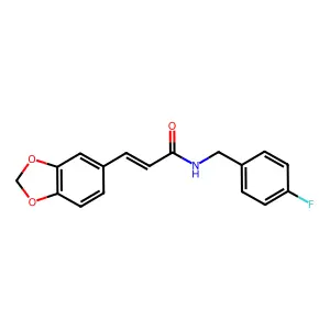 3-(1,3-benzodioxol-5-yl)-N-[(4-fluorophenyl)methyl]prop-2-enamide structure