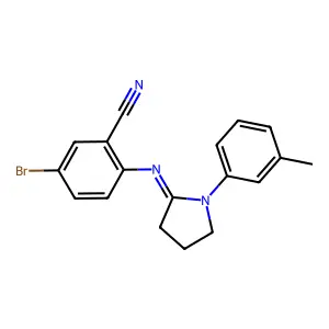5-Bromo-2-(1-m-tolyl-pyrrolidin-2-ylideneamino)-benzonitrile structure