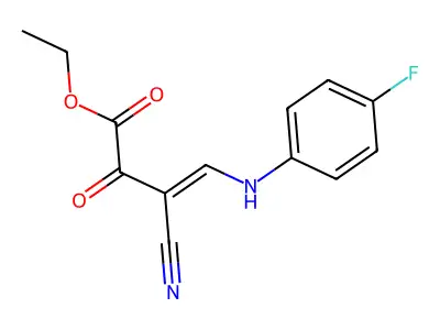 Ethyl 3-cyano-4-(4-fluoroanilino)-2-oxobut-3-enoate structure