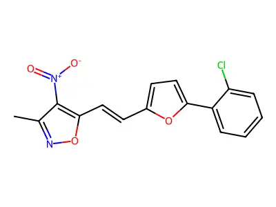 5-[2-[5-(2-Chlorophenyl)furan-2-yl]ethenyl]-3-methyl-4-nitro-1,2-oxazole structure