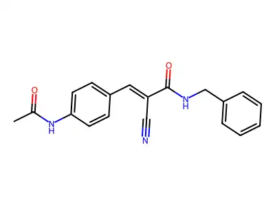 N-benzyl-2-cyano-3-(4-acetamidophenyl)prop-2-enamide structure
