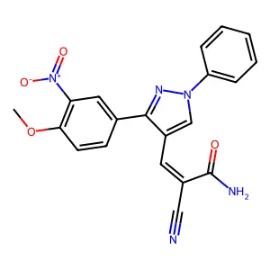 2-cyano-3-[3-(4-methoxy-3-nitrophenyl)-1-phenyl-1H-pyrazol-4-yl]prop-2-enamide structure