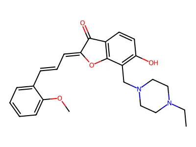 (Z)-7-((4-ethylpiperazin-1-yl)methyl)-6-hydroxy-2-((E)-3-(2-methoxyphenyl)allylidene)benzofuran-3(2H)-one structure
