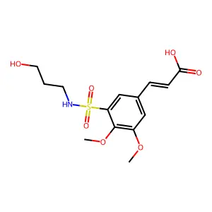 (2E)-3-{3-[(3-hydroxypropyl)sulfamoyl]-4,5-dimethoxyphenyl}prop-2-enoic acid structure