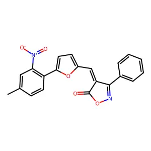 (4Z)-4-[[5-(4-methyl-2-nitrophenyl)furan-2-yl]methylidene]-3-phenyl-1,2-oxazol-5-one structure