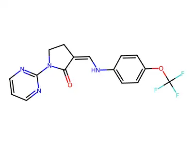 1-Pyrimidin-2-yl-3-[[4-(trifluoromethoxy)anilino]methylidene]pyrrolidin-2-one structure