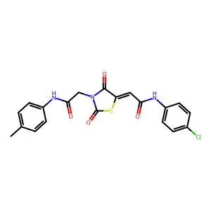 2-[(5Z)-5-[2-(4-chloroanilino)-2-oxoethylidene]-2,4-dioxo-1,3-thiazolidin-3-yl]-N-(4-methylphenyl)acetamide structure