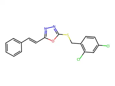 2-[(2,4-Dichlorophenyl)methylsulfanyl]-5-(2-phenylethenyl)-1,3,4-oxadiazole structure