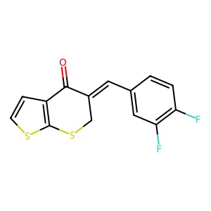 5-[(Z)-(3,4-difluorophenyl)methylidene]-4H-thieno[2,3-b]thiopyran-4(6H)-one structure