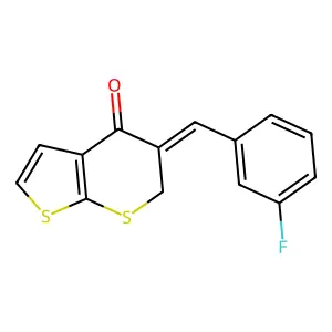 5-[(Z)-(3-fluorophenyl)methylidene]-4H-thieno[2,3-b]thiopyran-4(6H)-one structure