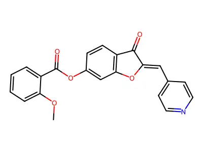 (Z)-3-oxo-2-(pyridin-4-ylmethylene)-2,3-dihydrobenzofuran-6-yl 2-methoxybenzoate structure