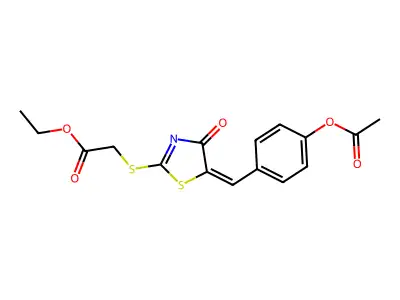 ethyl 2-[[5-[(4-acetyloxyphenyl)methylidene]-4-oxo-1,3-thiazol-2-yl]sulfanyl]acetate structure