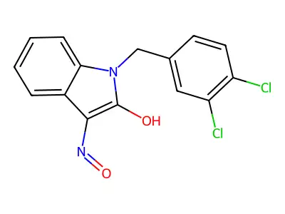 1-(3,4-dichlorobenzyl)-1H-indole-2,3-dione 3-oxime structure