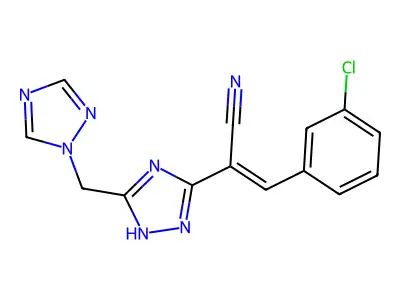 3-(3-chlorophenyl)-2-[5-(1,2,4-triazol-1-ylmethyl)-1H-1,2,4-triazol-3-yl]prop-2-enenitrile structure