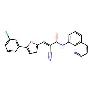 (E)-3-(5-(3-chlorophenyl)furan-2-yl)-2-cyano-N-(quinolin-8-yl)acrylamide structure