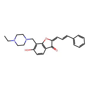 (2Z)-7-[(4-ethylpiperazin-1-yl)methyl]-6-hydroxy-2-[(E)-3-phenylprop-2-enylidene]-1-benzofuran-3-one structure