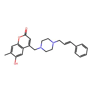(E)-4-((4-cinnamylpiperazin-1-yl)methyl)-6-hydroxy-7-methyl-2H-chromen-2-one structure