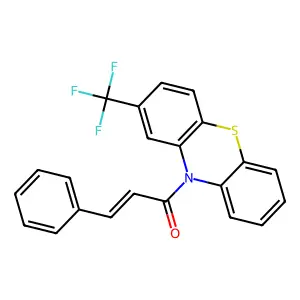 (E)-3-phenyl-1-[2-(trifluoromethyl)phenothiazin-10-yl]prop-2-en-1-one structure