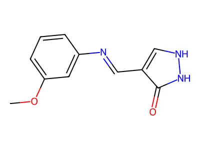 4-[(3-methoxyanilino)methylene]-2,4-dihydro-3H-pyrazol-3-one structure