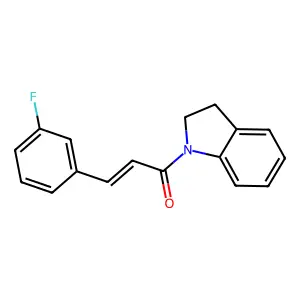 (E)-3-(3-fluorophenyl)-1-(indolin-1-yl)prop-2-en-1-one structure