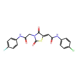 2-[(5Z)-5-{[(4-CHLOROPHENYL)CARBAMOYL]METHYLIDENE}-2,4-DIOXO-1,3-THIAZOLIDIN-3-YL]-N-(4-FLUOROPHENYL)ACETAMIDE structure