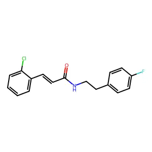 (E)-3-(2-chlorophenyl)-N-[2-(4-fluorophenyl)ethyl]prop-2-enamide structure