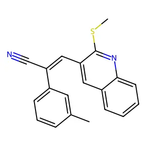 2-(3-Methylphenyl)-3-(2-methylsulfanylquinolin-3-yl)prop-2-enenitrile structure