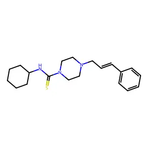 (Cyclohexylamino)(4-(3-phenylprop-2-enyl)piperazinyl)methane-1-thione structure
