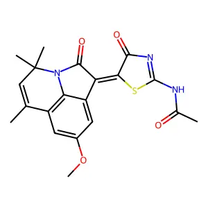 N-[5-(8-methoxy-4,4,6-trimethyl-2-oxo-4H-pyrrolo[3,2,1-ij]quinolin-1(2H)-ylidene)-4-oxo-4,5-dihydro-1,3-thiazol-2-yl]acetamide structure