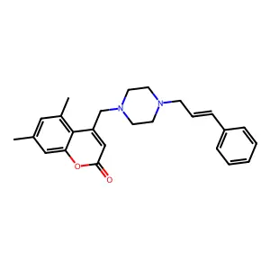 (E)-4-((4-cinnamylpiperazin-1-yl)methyl)-5,7-dimethyl-2H-chromen-2-one structure