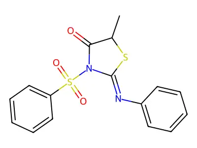 (Z)-5-methyl-2-(phenylimino)-3-(phenylsulfonyl)thiazolidin-4-one structure